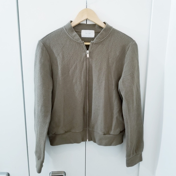 Oak + Fort | Olive Green Zip Sweater 100% Cotton Coat - Picture 1 of 6